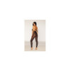 Bodystocking en résille noire, sans couture, avec large décolleté à armature  